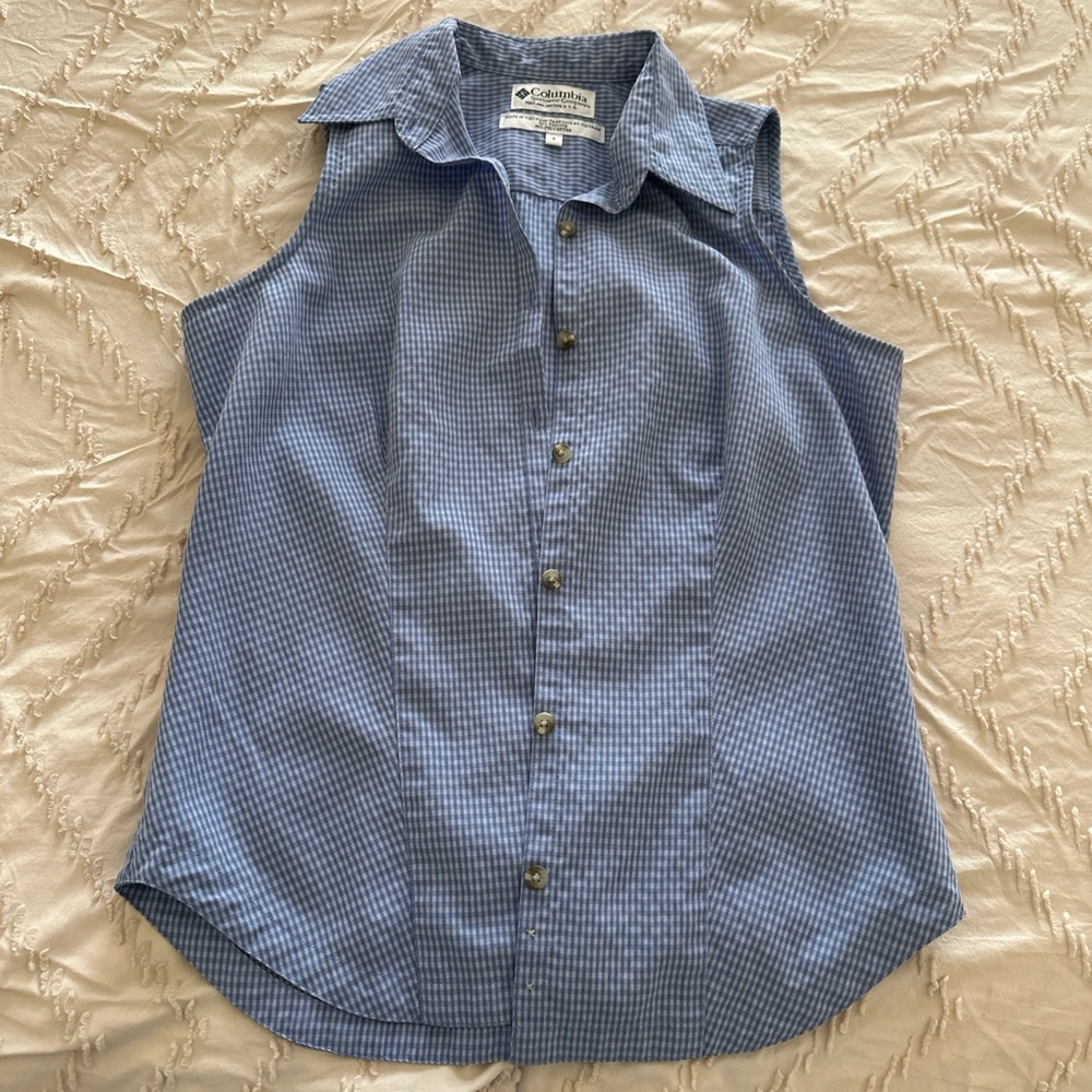 Men's Blue Checkered Sleeveless Shirt